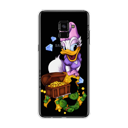 Силиконовый чехол на Samsung Galaxy A8 Plus 2018 / Самсунг Галакси A8 Плюс Rich Daisy Duck, прозрачный силиконовый чехол на samsung galaxy a8 plus 2018 самсунг галакси a8 плюс scrooge mcduck and monopoly прозрачный