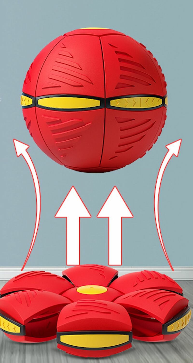 Мяч - летающий диск, кидай диск и он превратится в шар! Красный