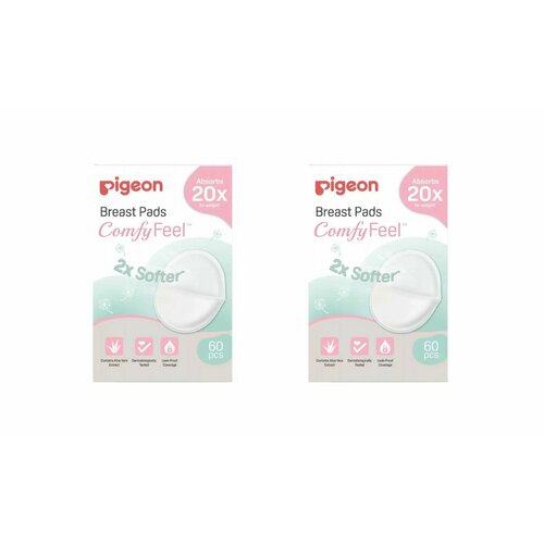 Вкладыши для бюстгальтера Pigeon, с алоэ, Comfy Feel Breast Pads, 60 шт в упаковке, 2 уп pigeon pigeon comfy feel breast pads вкладыши для бюстгралтера с алоэ 60 шт