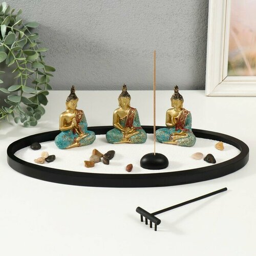 Сад Дзен Три будды песок+аромапалочки 35х16,2х10 см 9930312 набор для медитации и релаксации сад дзен музыка ветра