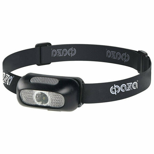 Фонарь налобный фаза 3вт аккумулятор белыйкрасный свет чёрный 3322₽