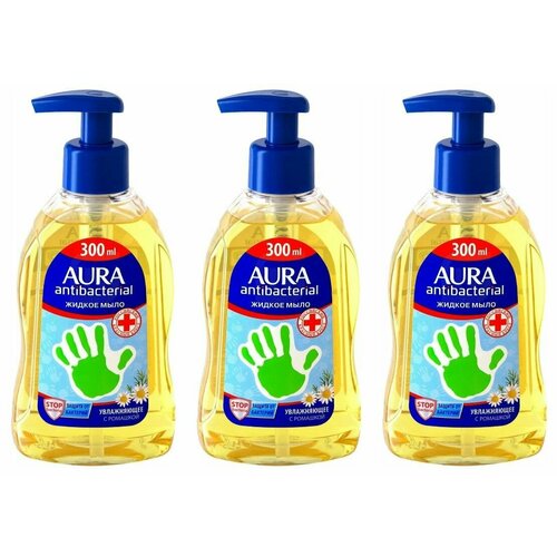 Aura Жидкое мыло антибактериальное Antibacterial, увлажняющее, с ромашкой, 300 мл, 3 шт