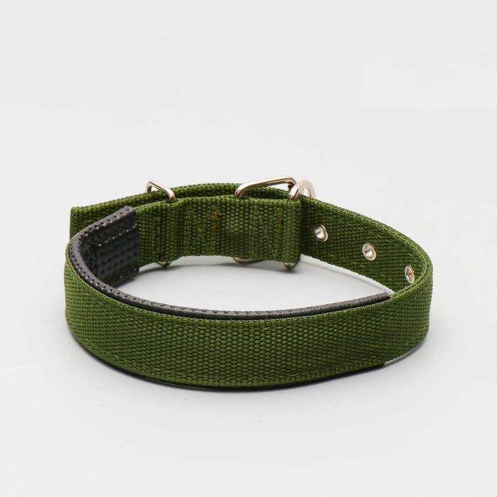 фото Ошейник "Комфорт" комбинированный, 58 х 3 см, обхват шеи 45-52 см, тёмно-зелёный