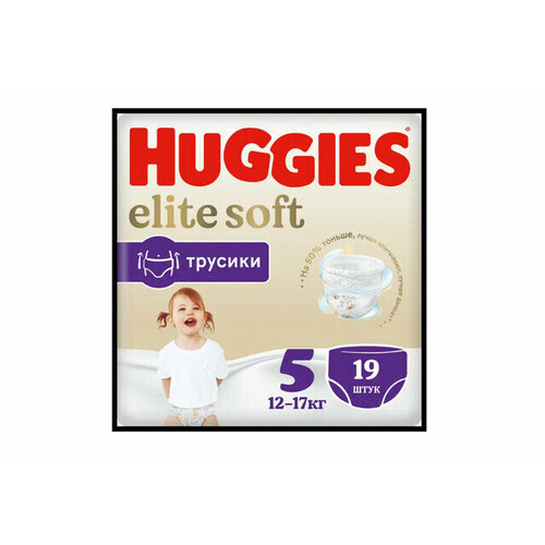 Huggies Трусики-Подгузники Элит Софт 5 размер 12-17 кг, 19 штук