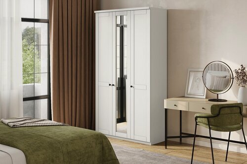 Изображение товара Шкаф распашной МебельЛэнд24 София РАХ - 6 МДФ Белый 120x50x260 для одежды трехдверный с зеркалом