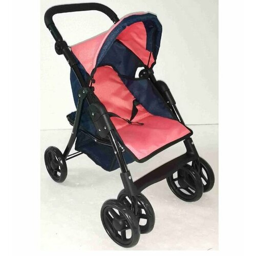 Коляска прогулочная для кукол сине-розовая с регулируемой розовый