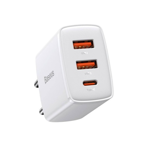 Сетевое зарядное устройство Baseus CCXJ-E02, белый зарядное устройство baseus compact quick charger 2 usb usb c 3a 30w черный