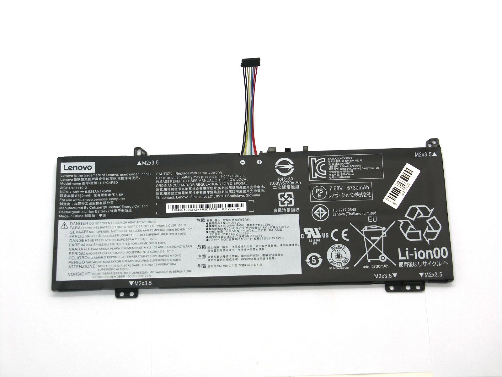 Акб Lenovo IdeaPad Y530-14, Xiaoxin air 14, 15, flex 6-14, IdeaPad 530s-14, 530s-15 (L17C4PB0) 7.68V 5730mAh (BAT-LE-207)