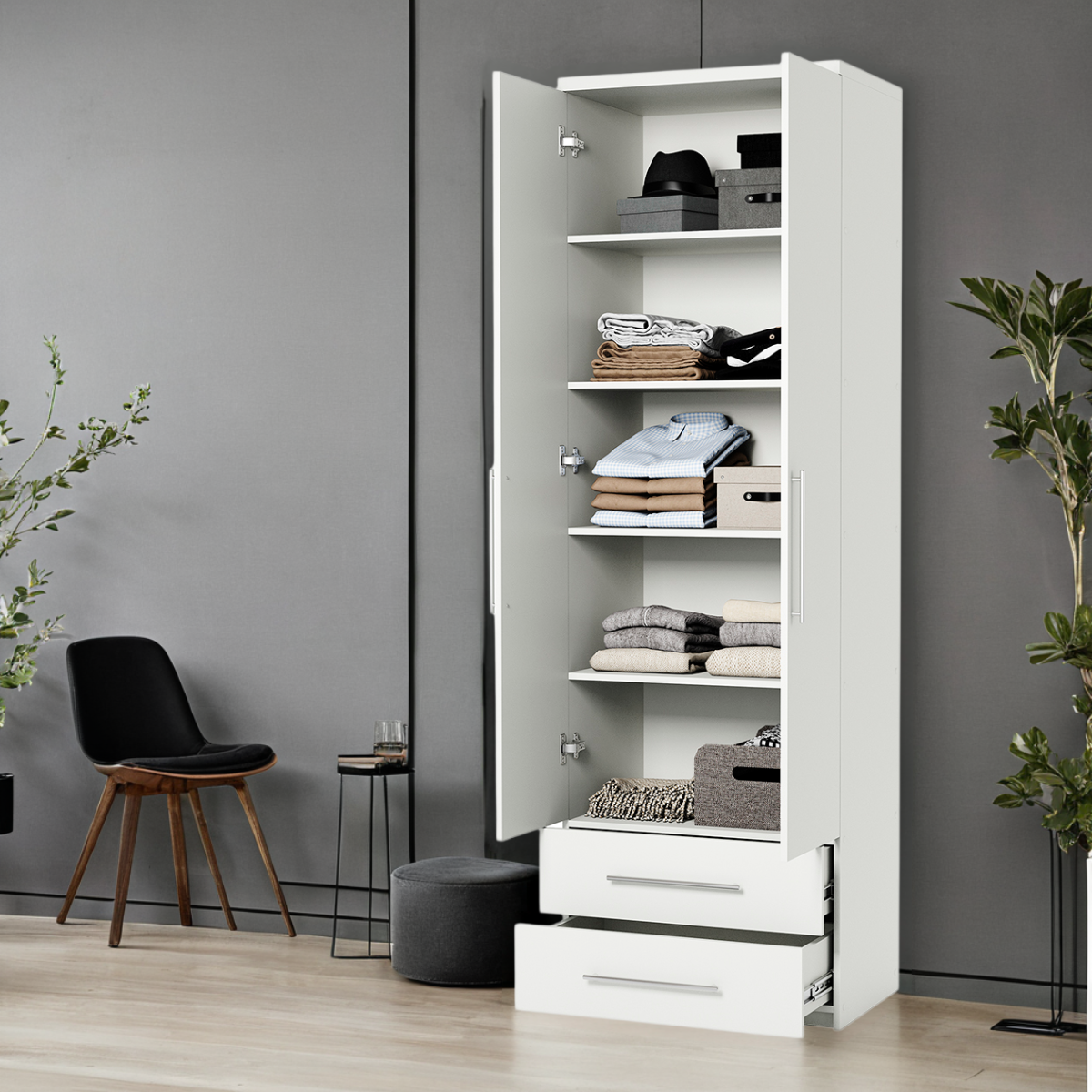 Шкаф с полками и ящиками Мелодия МПЯ-21 60х45х220 белый