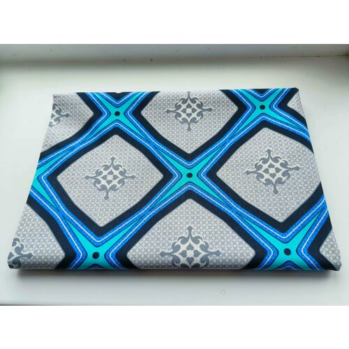 Простыня полутороспальная 150х214 Бязь 100 хлопок плотность ткани 140гм панно Серо-бирюзовый 600₽