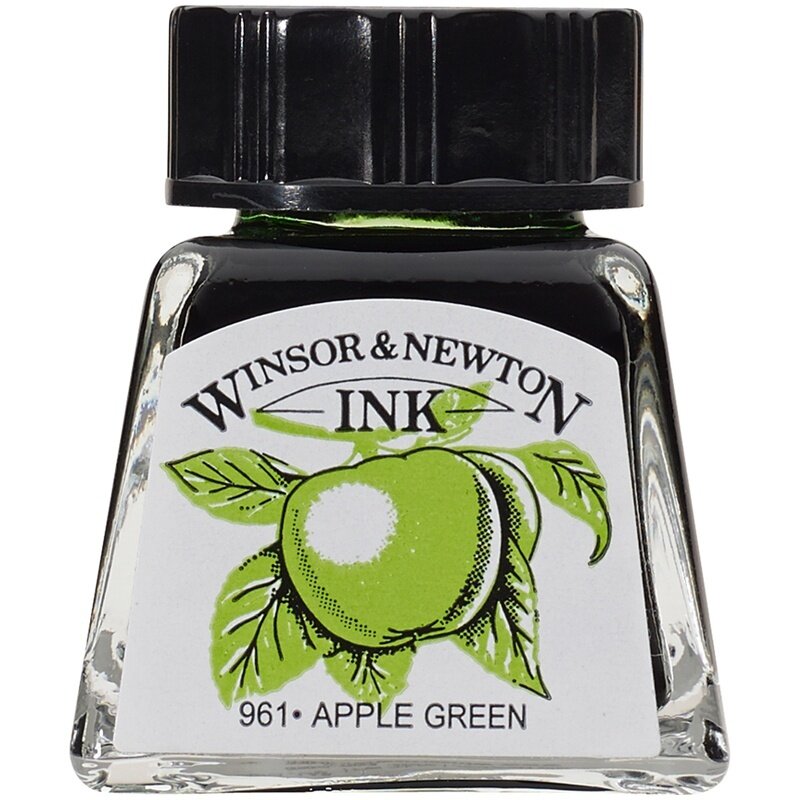 Тушь для рисования Winsor&Newton зеленое яблоко, стеклянный флакон, 14 мл (1005011)