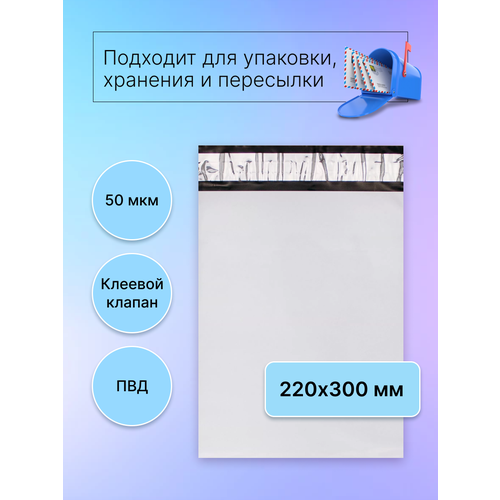 Курьерский пакет 220х300 мм. без кармана, клапан 40 мм. (50 мкм.), 20 штук