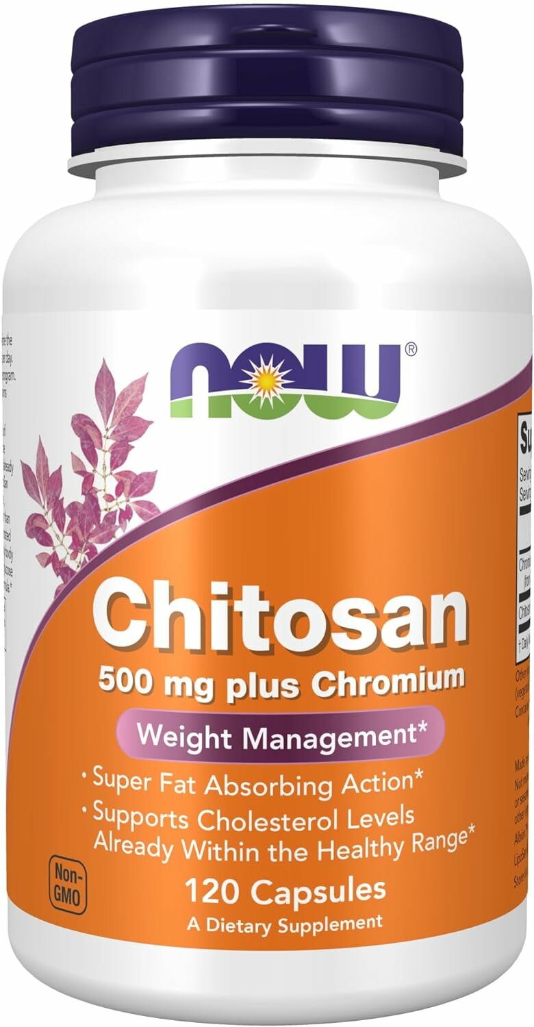 NOW Chitosan 500 mg plus Chromium 120 veg capsules (Хитозан)