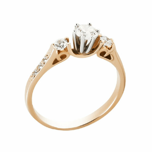 Кольцо Крымский ювелирный завод, желтое золото, 585 проба, фианит, размер 18, золотой, желтый