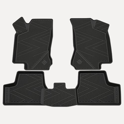 Изображение товара Коврик салонный резиновый (черный) для LADA Granta Ячеистый Ромб (борт 4 см),