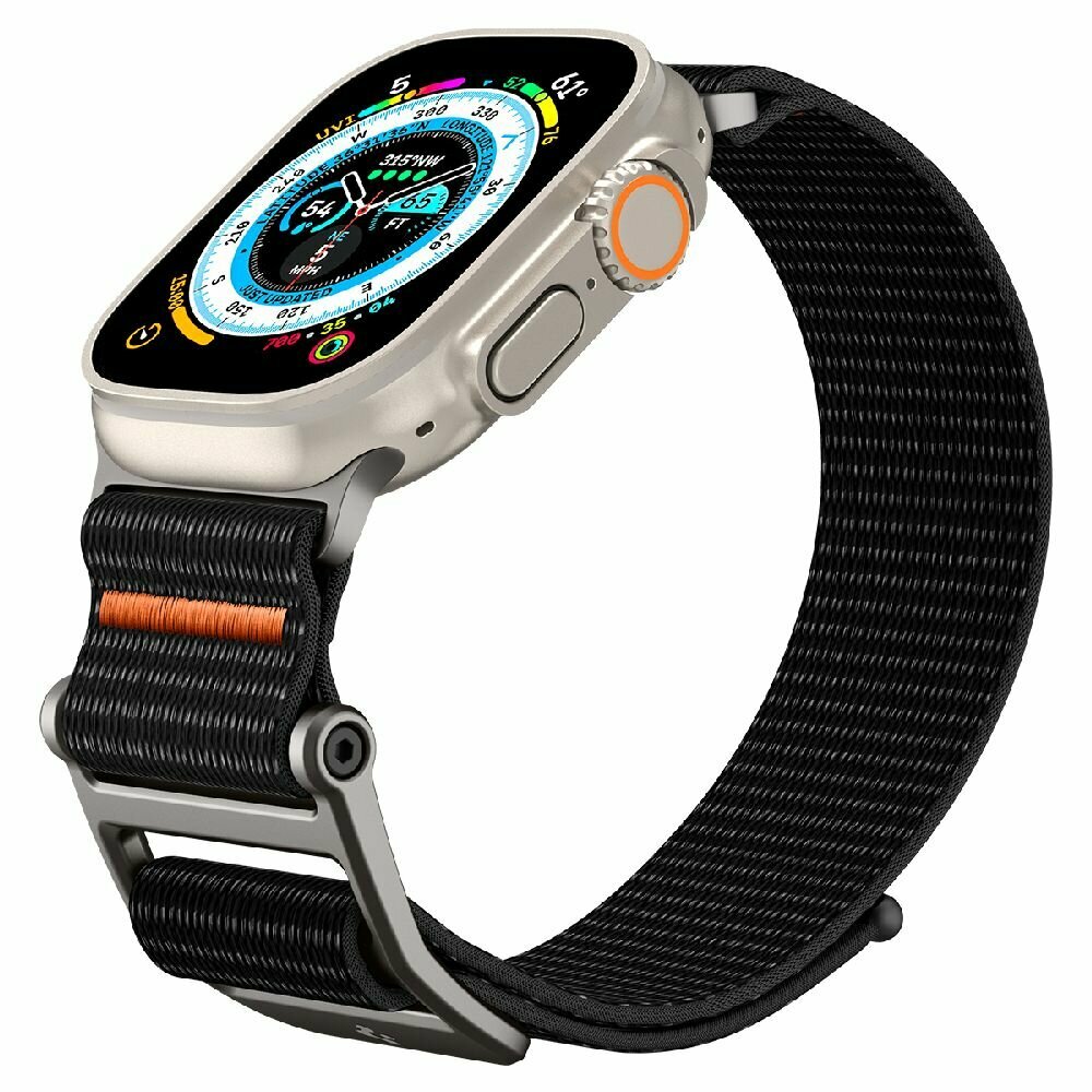 Ремешок Spigen на Apple Watch (49/45/44/42 mm) (AMP05981) DuraPro Flex Ultra / Спиген для Эпл Вотч ремешок, черный — фото 1
