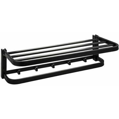 Полка для полотенца с опорой, большая , чёрного цвета , из алюминия