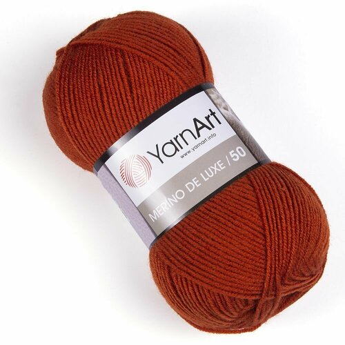 Пряжа MERINO DE LUXE 50 (YarnArt), оранжевый - 3027, 50% шерсть, 50% акрил, 5 мотков, 100 г, 280 м.