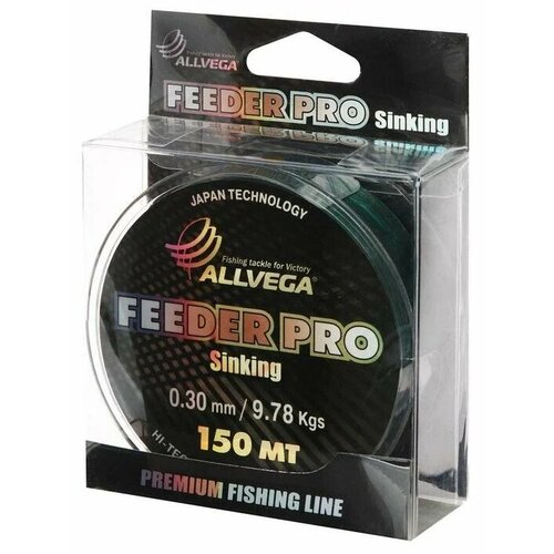 леска монофильная salмo elite feeder Монофильная леска ALLVEGA FEEDER PRO d=0.3 мм, 150 м, 9.78 кг, dark green, 1 шт.