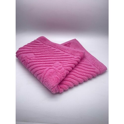 Махровый коврик-полотенце для ног после душа 50*70- 1 шт./TM TEXTILE /полотенце махровое для ног/для ванной /хлопок 100% /Туркменистан темный, розовый