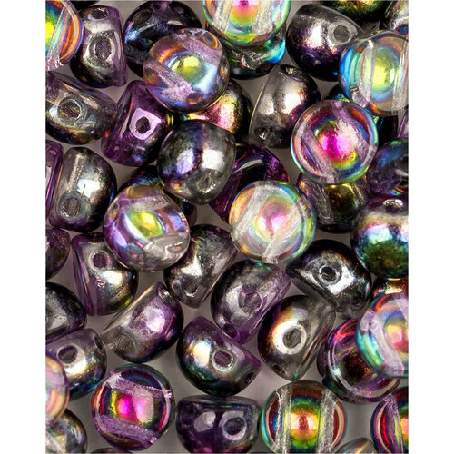 Стеклянные чешские бусины с двумя отверстиями, Cabochon bead, 6 мм, цвет Crystal Magic Purple, 50 шт.