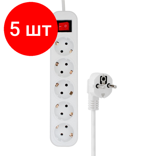 Комплект 5 штук, Сетевой фильтр Progix SF5PW10 (10м/5А/200Дж/белый)
