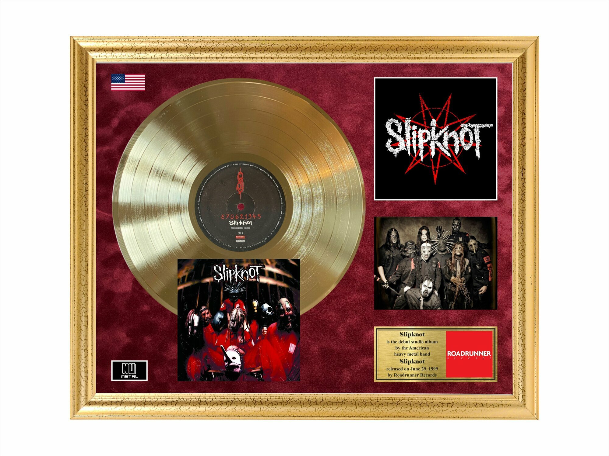 Золотой диск Slipknot в рамке 45х55см