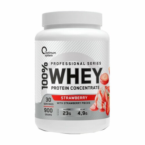 Optimum System 100% Whey Protein 900 гр (Optimum System) Клубника optimum system 100% whey protein 900 гр optimum system тропические фрукты