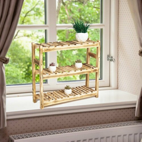 Узкий стеллаж для цветов и рассады на окно, экзотик 58х54х20 см