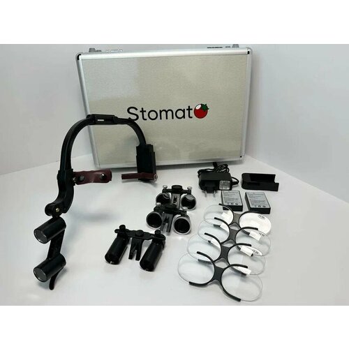 Налобный осветитель Stomato с комплектом бинокулярных луп и стекол 6х 19700₽