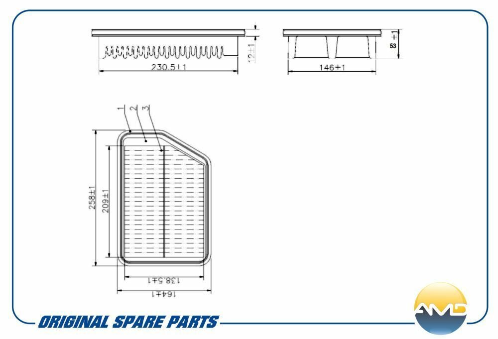 Фильтр воздушный 281133X000 AMD. FA68 для HYUNDAI (Elantra MD, UD) (ix 35 LM) KIA (Sportage SL) (Cerato YD)