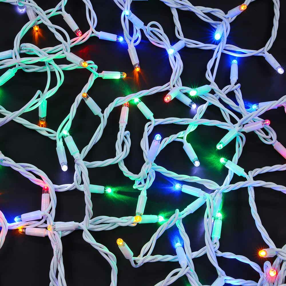 фото Гирлянда уличная вьюн 10 м BY, 100 LED ламп, свечение мульти, ПВХ белый, мерцание, коннектор, 220В, IP65