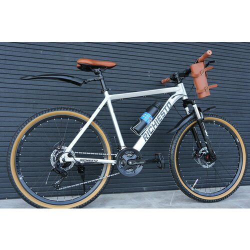 Велосипед горный RICHIESTO 26 21s Алюминиевая рама 19 Взрослый Спортивный Унисекс серый 24700₽