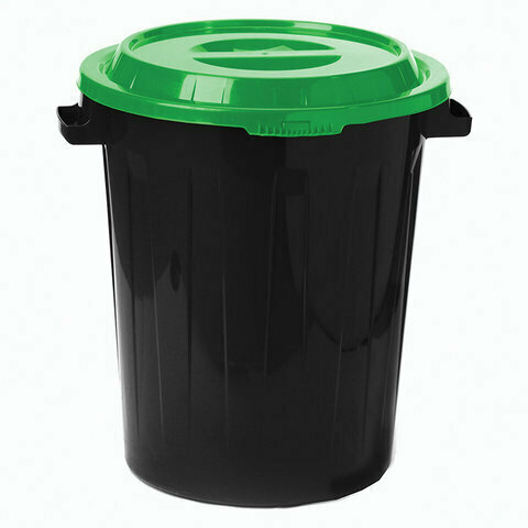 Мусорный бак Контейнер 60 литров для мусора, БАК+крышка (высота 55 см, диаметр 48 см), ассорти, IDEA, М 2393/серый