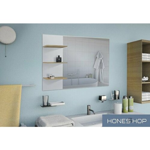 Зеркало для ванной Ариста ЛДСП белый-дуб сонома 90х13х70 10191₽