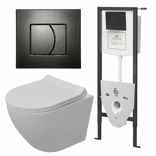 Инсталляция с подвесным унитазом CULTO EIS Комплект подвесной безободковый унитаз инсталляция клавиша смыва черная 24256₽