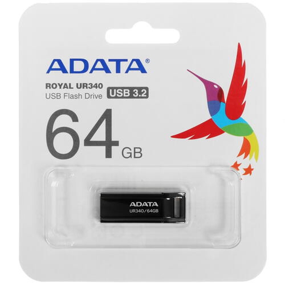 64GB UR340 USB Flash Drive USB 3.2 Gen1, Black, Retail (AROY-UR340-64GBK) Adata - фото №9