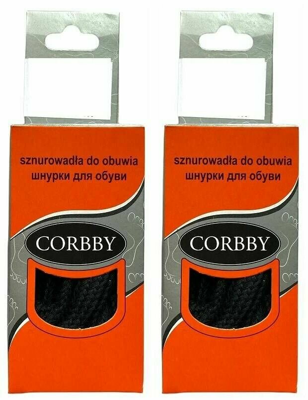 Corbby Шнурки из хлопка плоские черные, 90 см, 2 уп