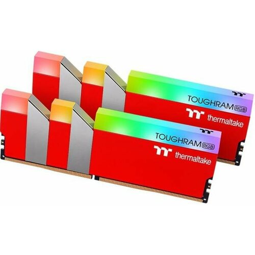 16GB Thermaltake DDR4 3600 DIMM TOUGHRAM RGB Racing Red Gaming Memory RG25D408GX2-3600C18A Non-ECC, CL18, 1.35V, Heat Shield, XMP 2.0, Kit (2x8GB), RT