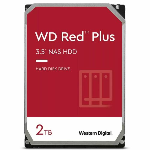 Жесткий диск Western Digital 2TB 3.5 Red Plus 5400RPM (WD20EFPX) 3 5 6 тб жесткий диск wd red intellipower wd60efax sata iii 6 гбит с 5400 об мин кэш память 256 мб raid edition