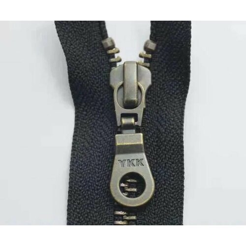 Застежка-молния разъемная, черная, металлическая. Желтая бронза. YKK. Тип 5. Длина 100 см. 1 бегунок