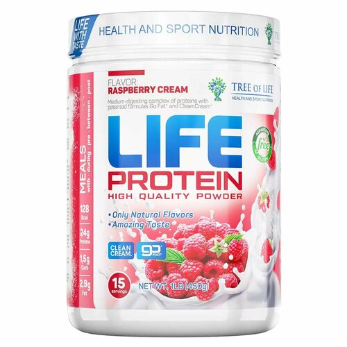 tree of life life casein 454 г juicy melon Tree of Life LIFE Малина Protein 454 г