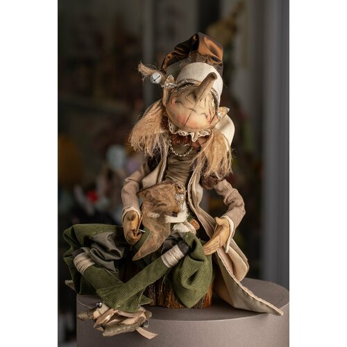 Авторская кукла Дуремар ручной работы, текстильная, интерьерная авторская кукла ручной работы девушка с котом текстильная