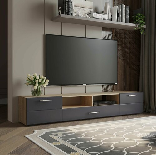 Изображение товара Тумба под ТВ Ларго 2м, Графит / Дуб Сонома