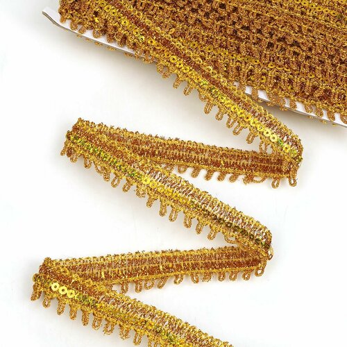 Тесьма отделочная металлизированная шир27 мм цв золото 137 метров 849₽