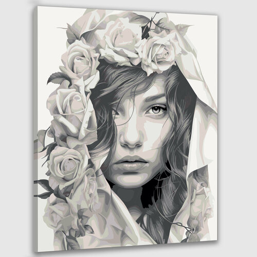 Картина по номерам 50х40 Девушка с розами картина по номерам две картинки raduga девушка с розами и лисами в волосах
