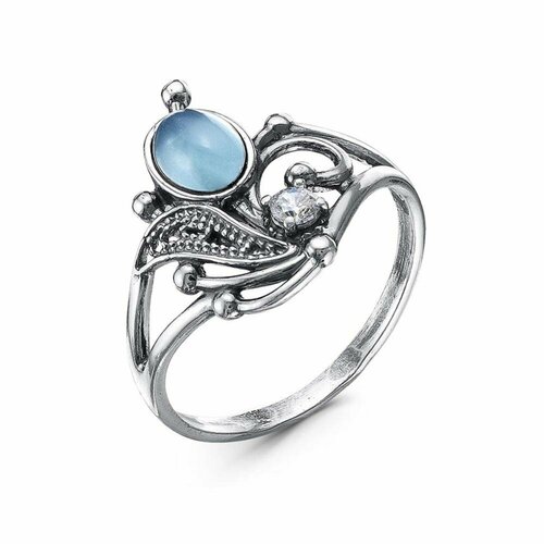Кольцо Красная Пресня, халцедон синтетический, размер 18, ширина 19 мм, голубой кольцо formygirl фианит размер 19 голубой