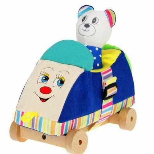 Развивающая игрушка Мякиши Мишка с машинкой