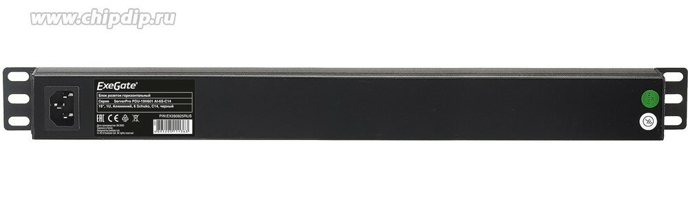 Exegate EX280825RUS Блок розеток ExeGate ServerPro PDU-19H601 Al-6S-C14, 19",1U,алюм, 6Schuko, С14 - фото №7