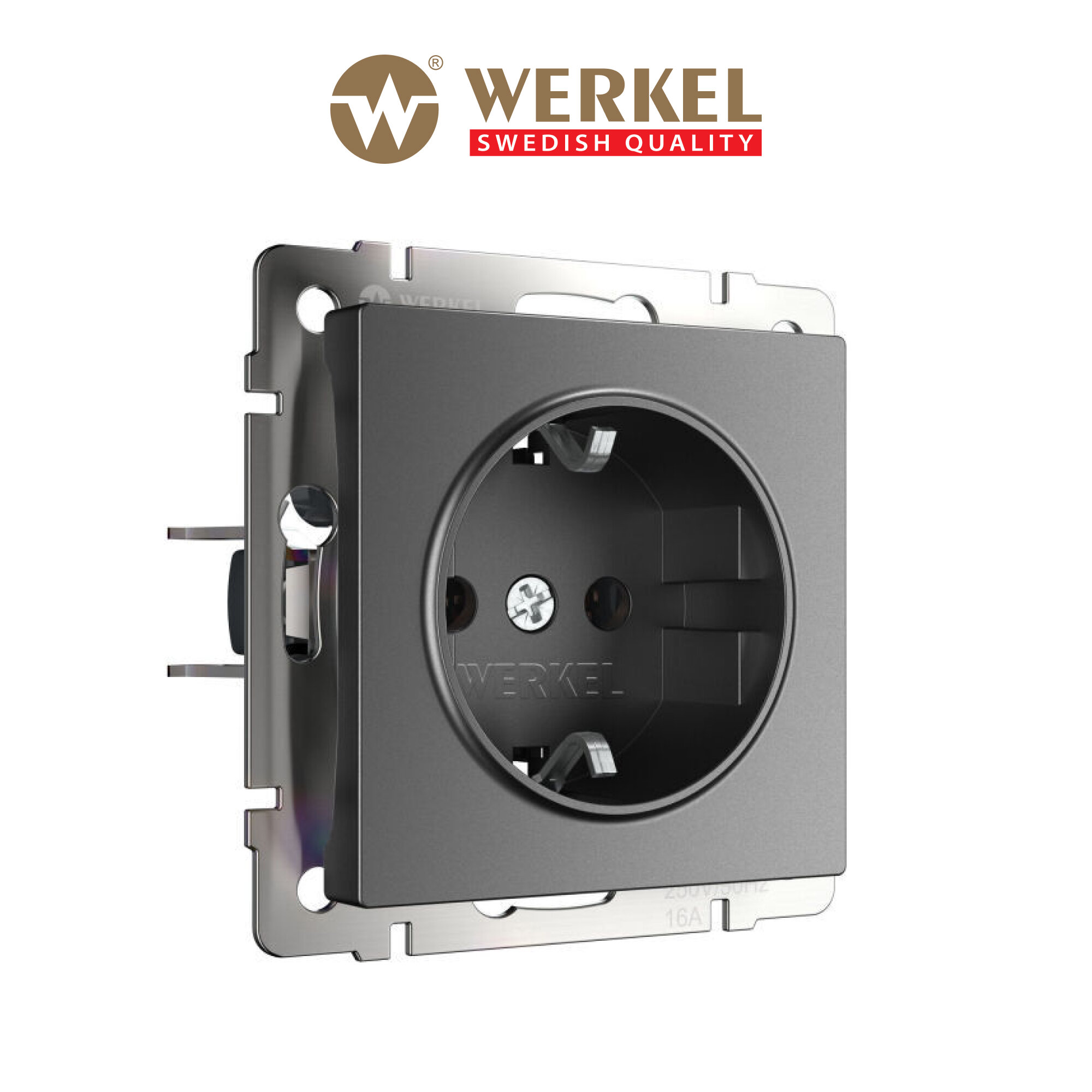 Розетка с заземлением Werkel W1171064 графит матовый IP20